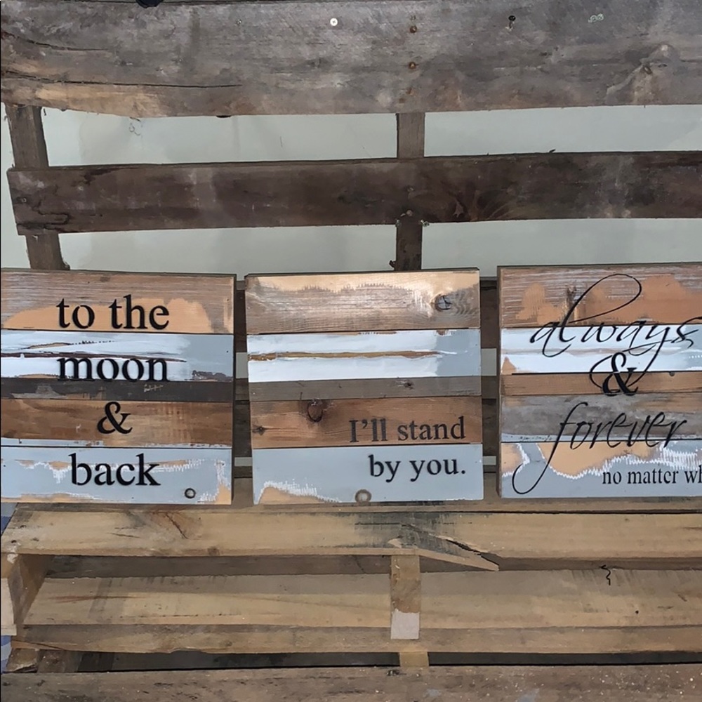 3 12x12 wood panel home decor signs